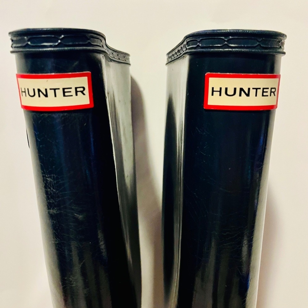 Hunter Original Tall Clear Haze Ombre Black Grey Rubber Rain Boots US 5 Wellies - Picture 8 of 16